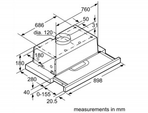 Máy hút mùi âm tủ Bosch DFT93AC50 Sang trọng , Xuất xứ ý , [ DFT93AC50 ] Mới 2020