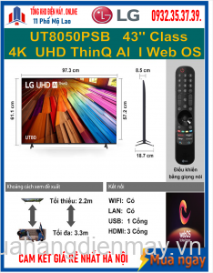 Smart Tivi LG 4K UHD 43 inch 43UT8050PSB Mới 2024