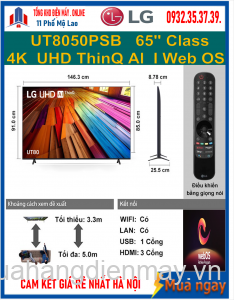 Smart Tivi LG 4K UHD 65 inch 65UT8050PSB Mới 2024