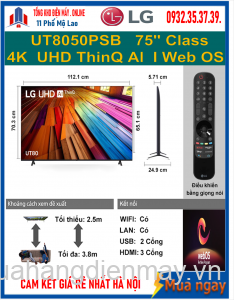 Smart Tivi LG 4K UHD 75 inch 75UT8050PSB Mới 2024
