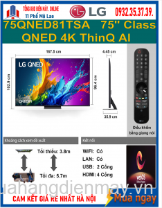 Smart Tivi Qned LG 4K 75 inch 75QNED81TSA Mới 2024