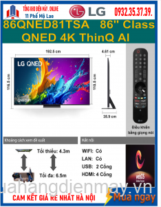 Smart Tivi Qned LG 4K 86 inch 86QNED81TSA Mới 2024