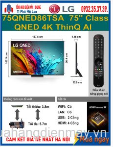 Smart Tivi Qned LG 4K 75 inch 75QNED86TSA Mới 2024