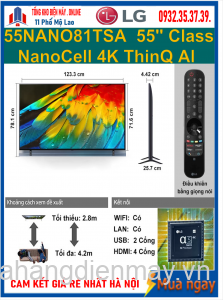 Smart Tivi NanoCell LG 4K 55 inch 55NANO81TSA Mới 2024