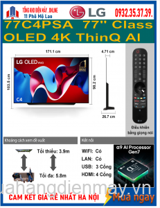 Smart Tivi LG OLED evo 77C4PSA 4K 77 inch ThinQ AI Mới 2024