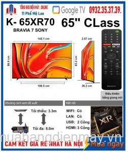 Google Tivi MiniLED Sony 4K 65 inch K-65XR70 [2024] 