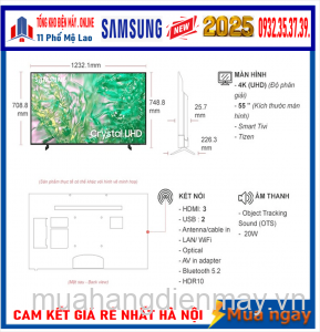 Smart Tivi Samsung Crystal UHD 4K 55 inch UA55U8500F New [2025]