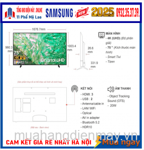 Smart Tivi Samsung Crystal UHD 4K 75 inch UA75U8500F New [2025]
