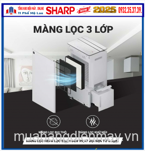 Máy hút ẩm kết hợp lọc khí 30L Sharp DW-T30FV-W Mới 2025 