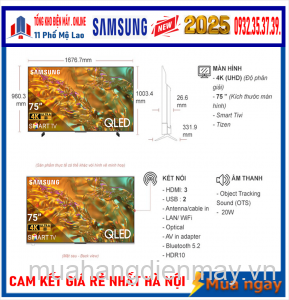 Tivi QLED Samsung Smart 4K 75 inch QA75Q8F [2025]