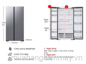 Tủ lạnh Samsung Inverter 583 lít RS57DG400EM9SV New 2025