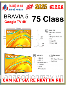 Nơi Bán Tivi Mini LED Sony 4K 75 inch Bravia 5 K-75XR50 New 2025