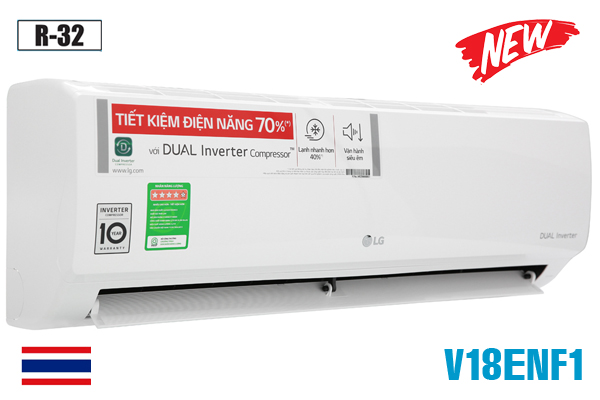 Điều hòa LG 18000BTU 1 chiều inverter V18ENF1 Dual Cool MỚI 2021