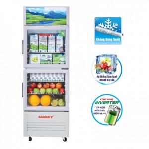 Tủ mát Sanaky Inverter VH-308K3L công nghệ LOW - E ( 240 lít, 1 cánh kính, chống đọng sương mờ )