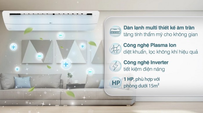 Dàn lạnh cassette 1 cửa  Multi LG Inverter  9000BTU HAI CHIỀU  AMNW09GTUA0 + PT-UAHW0