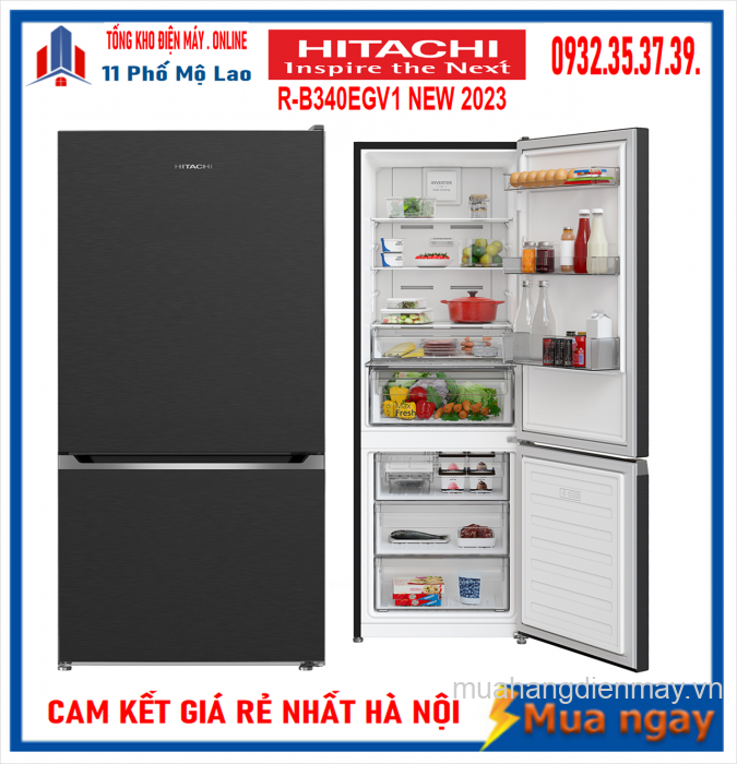 Tủ lạnh Hitachi Inverter 323 lít Ngăn đông dưới R-B340PGV1 Mới 2023