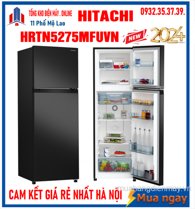 Tủ lạnh Hitachi 260 lít Inverter HRTN5275MFUVN Mới 2024