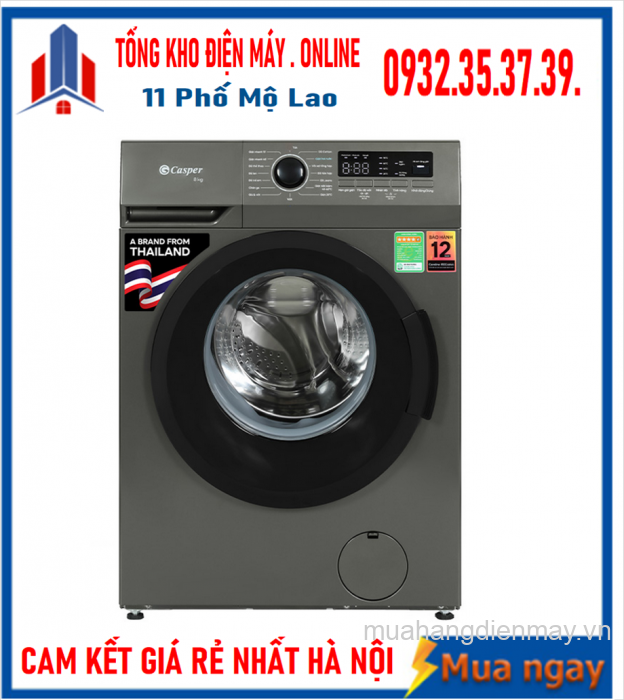 Máy giặt lồng ngang  Casper Inverter 8 kg WF-8VG1 