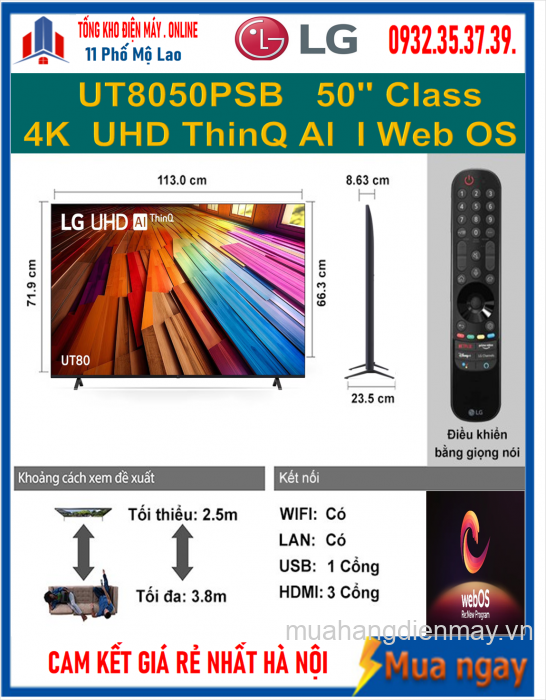 Tivi LG 50 inch 50UT8050PSB Mới 2024
