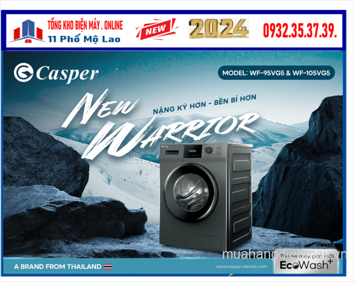 Máy giặt Casper cửa ngang Inventer EcoWash+ 10.5kg WF-105VG5