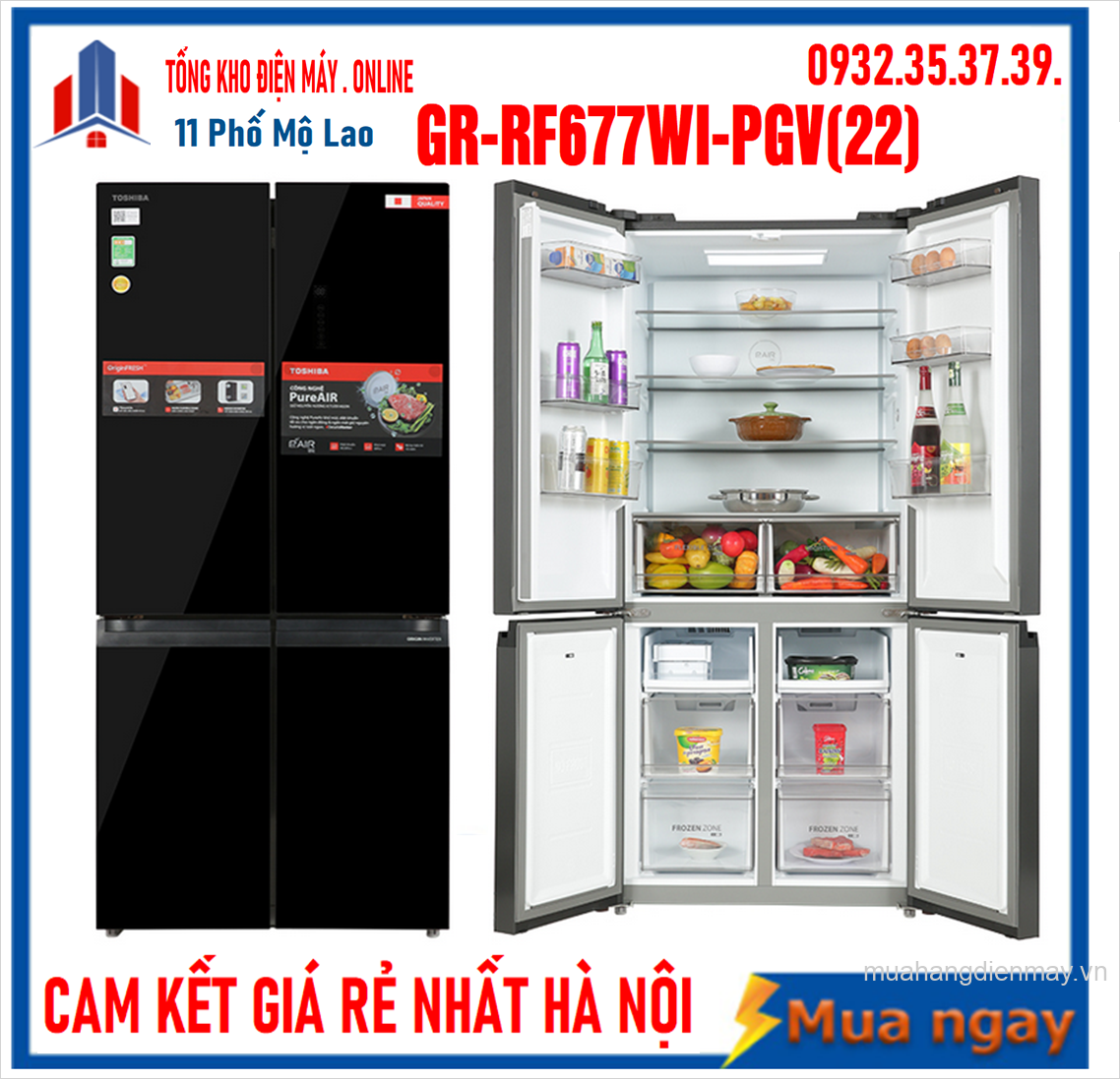 Tủ lạnh Toshiba Inverter 515 lít GR-RF677WI-PGV(22)-XK