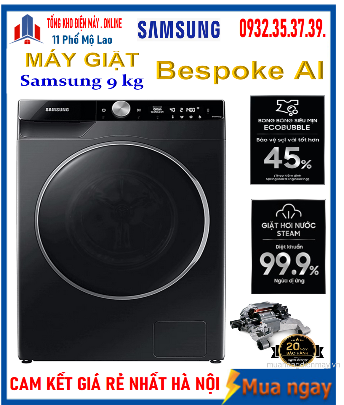 Máy giặt Samsung AI Inverter 9 kg WW90TP44DSB