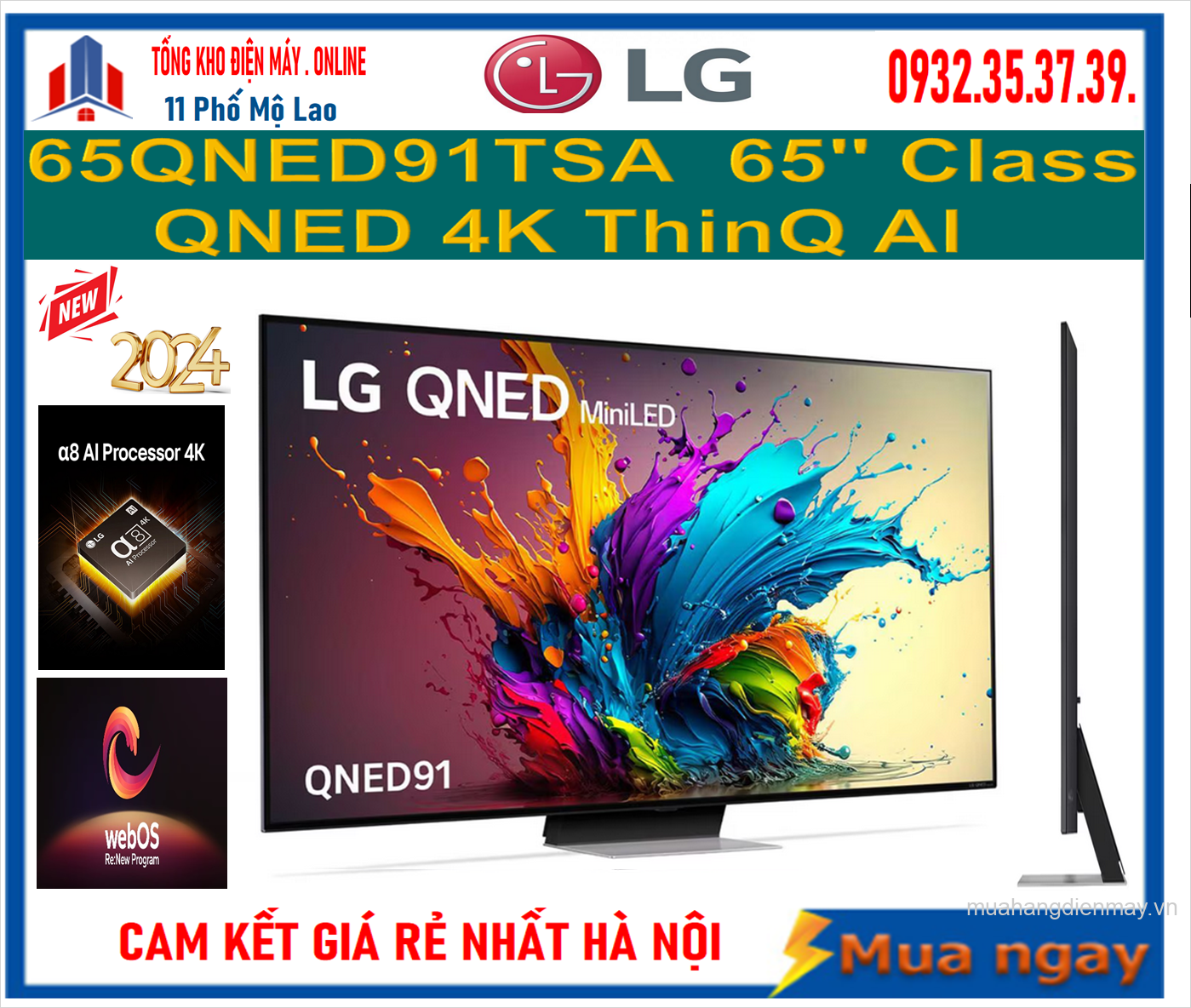 Smart Tivi LG MiniLED 4K 65 inch 65QNED91TSA Mới 2024