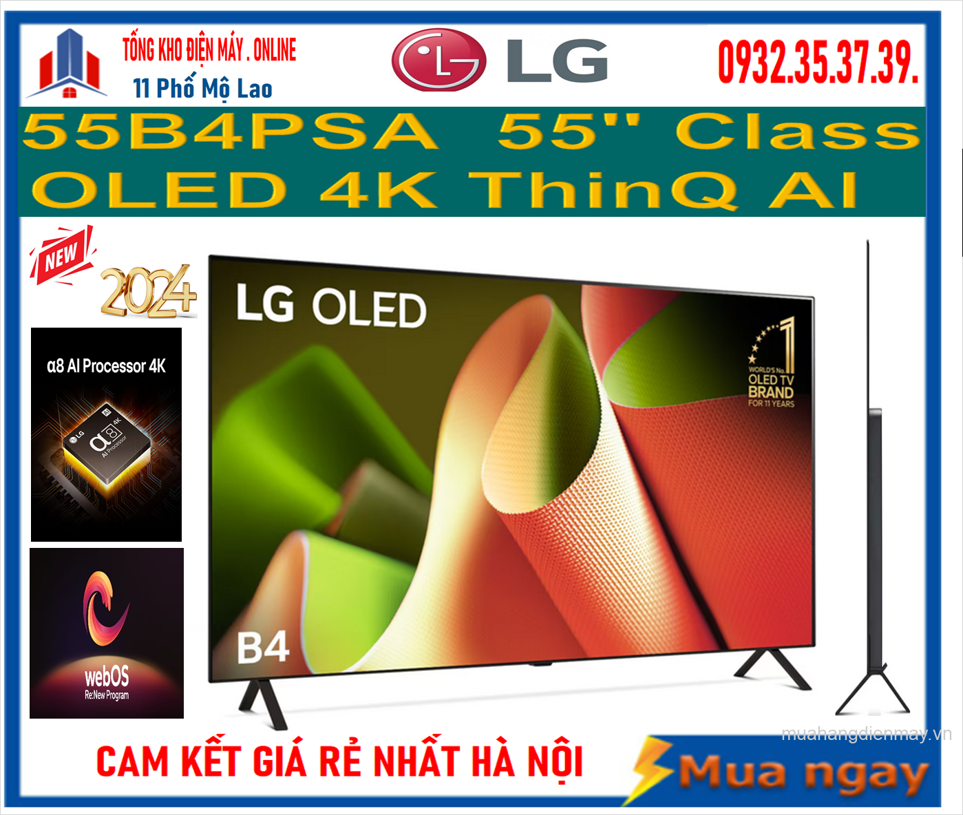 Smart Tivi OLED LG 4K 55 inch 55B4PSA Mới 2024