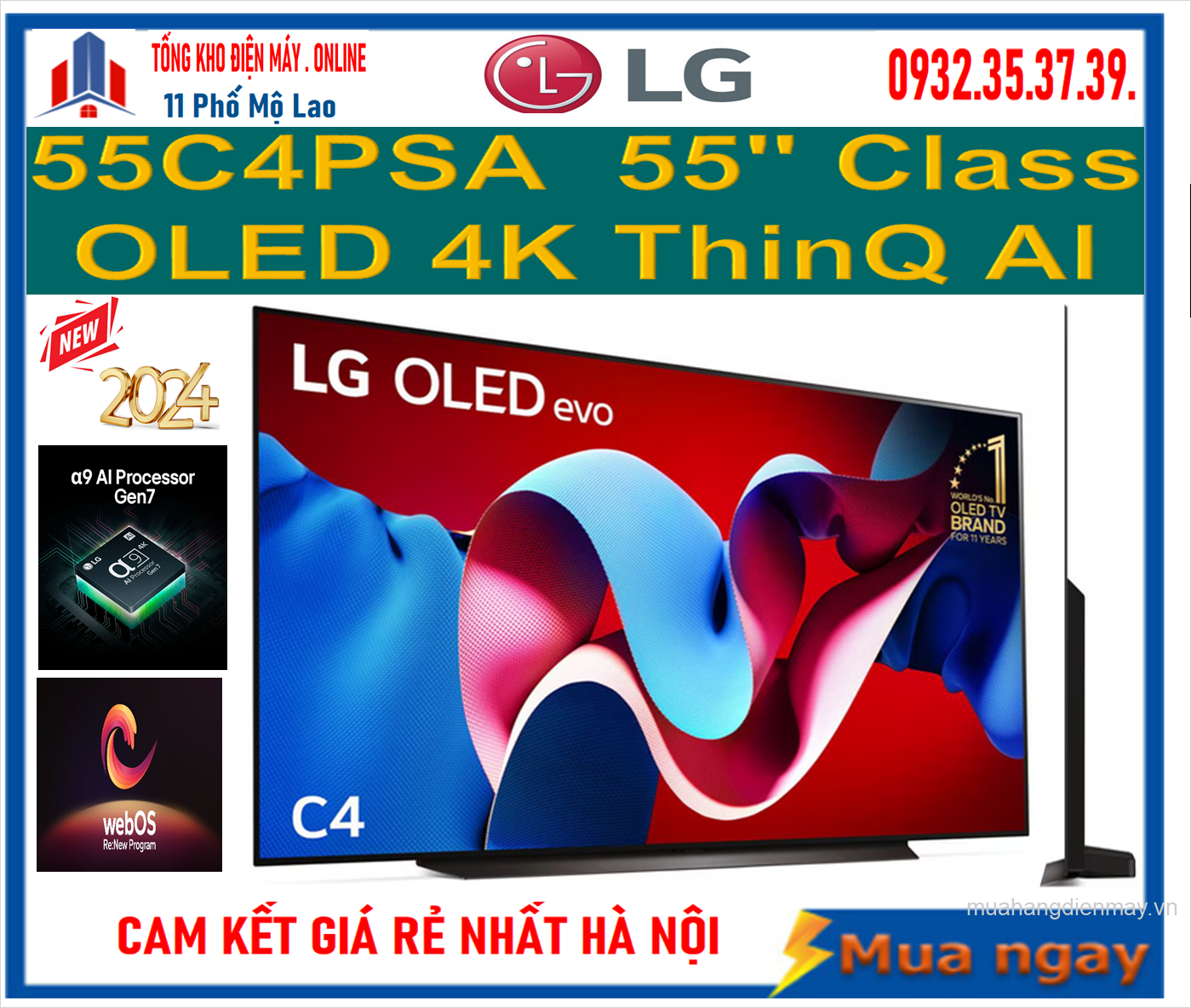 Smart Tivi LG OLED evo 55C4PSA 4K 55 inch ThinQ AI Mới 2024