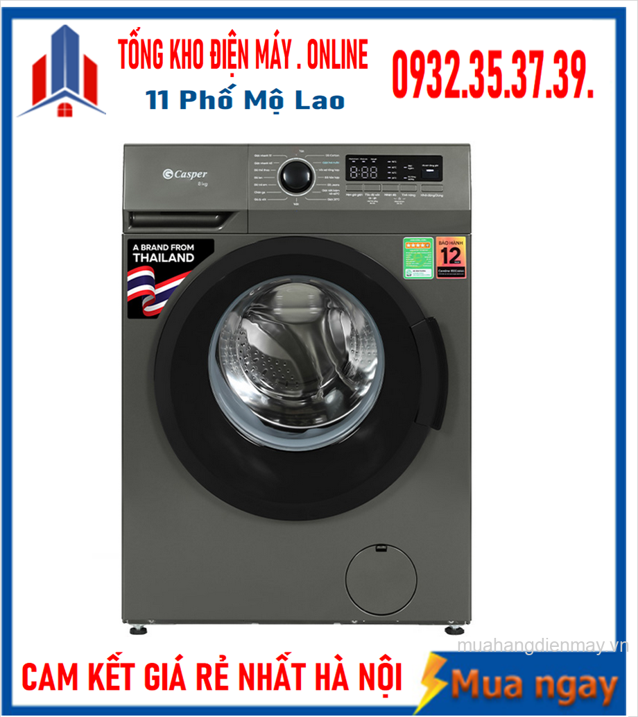 Máy giặt lồng ngang  Casper Inverter 8 kg WF-8VG1 