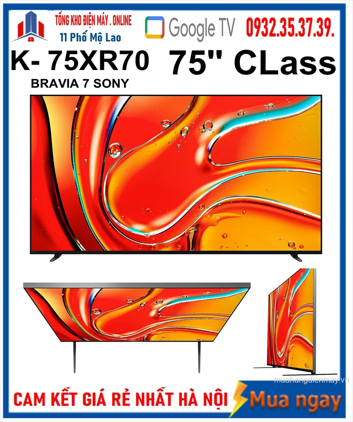 Google Tivi MiniLED Sony 4K 75 inch K-75XR70 [2024] 