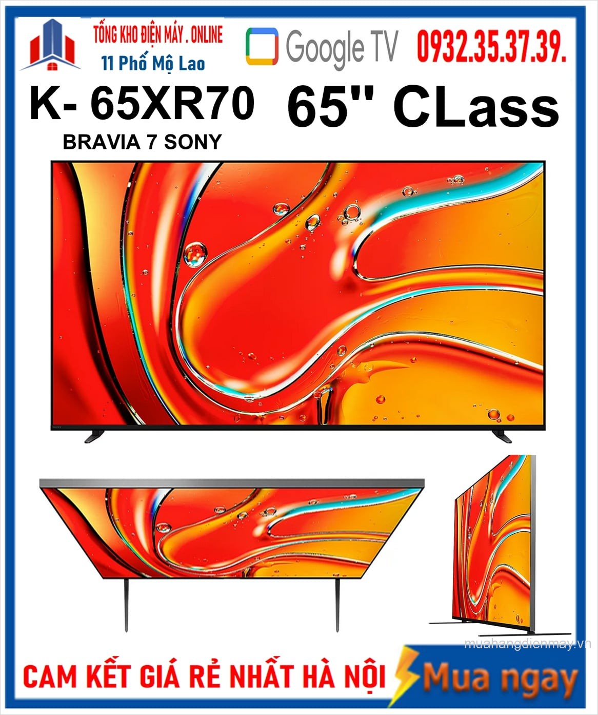 Google Tivi MiniLED Sony 4K 65 inch K-65XR70 [2024] 